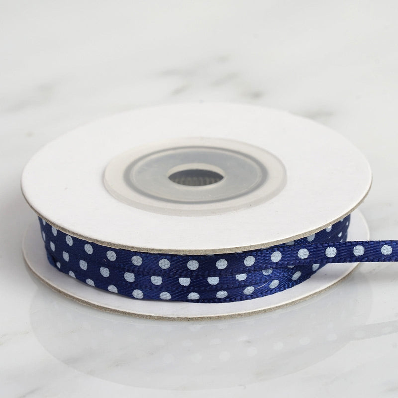 1/8" x 25 yards Single Side Satin Polka Dot Ribbon RIB_DOT0108_NAVY