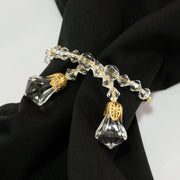 10 Acrylic 10" Crystal Beaded Napkin Rings with Gold Accents - Clear NAP_RING_BEAD01_CLR