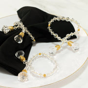 10 Acrylic 10" Crystal Beaded Napkin Rings with Gold Accents - Clear NAP_RING_BEAD01_CLR