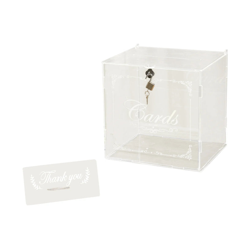 10" Acrylic Money Card Box with Lock and Thank You Sign - Clear WED_RCPT_SIGN_ACRY01_CLR