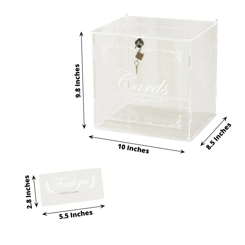 10" Acrylic Money Card Box with Lock and Thank You Sign - Clear WED_RCPT_SIGN_ACRY01_CLR
