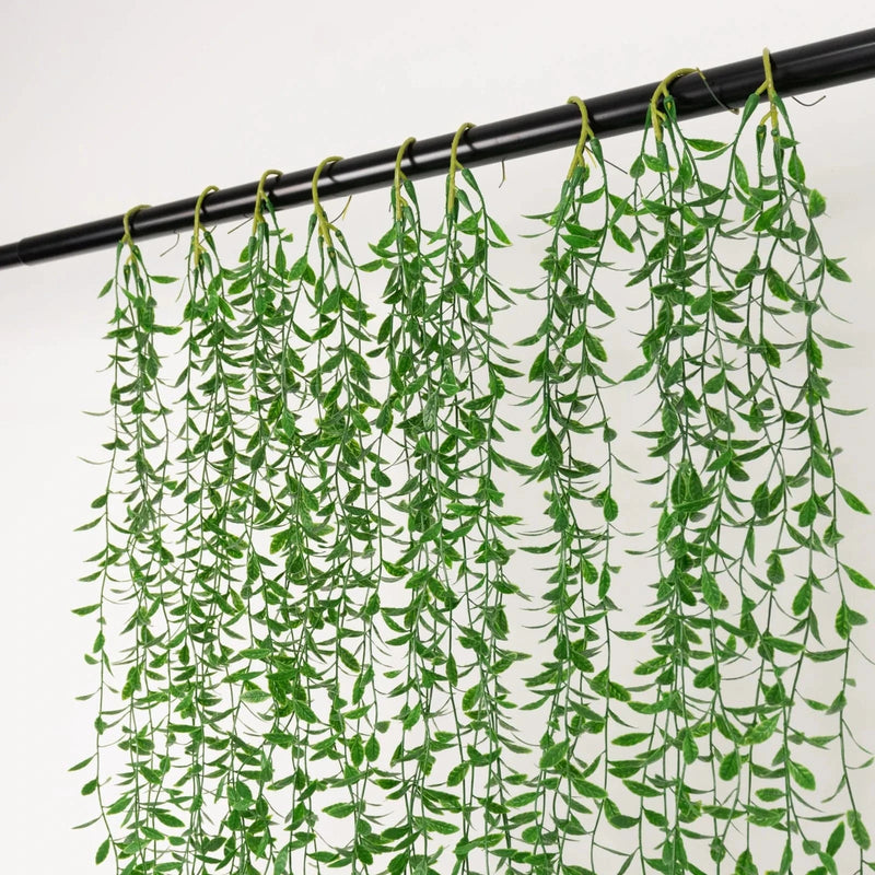 10 Artificial Weeping Willow Leaves Hanging Vines with Stems - Green ARTI_GRN_HANG01_39