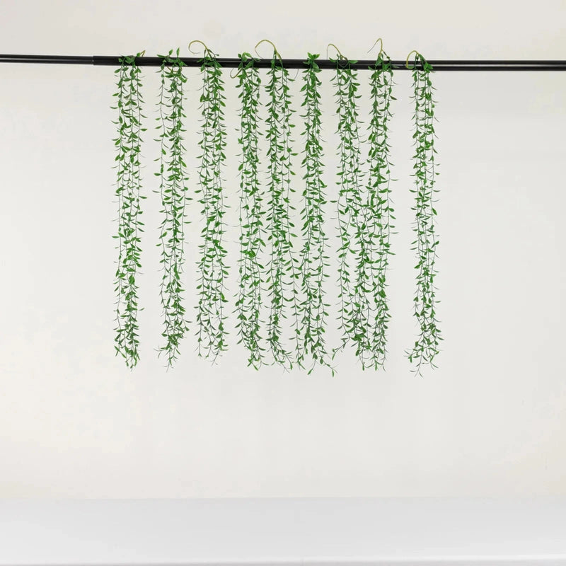 10 Artificial Weeping Willow Leaves Hanging Vines with Stems - Green ARTI_GRN_HANG01_39