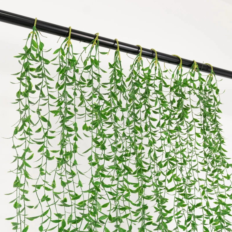 10 Artificial Weeping Willow Leaves Hanging Vines with Stems - Green ARTI_GRN_HANG01_39