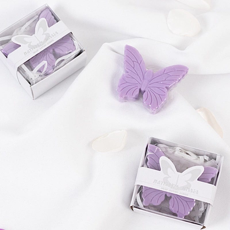 10 Butterfly Unscented Soap Party Favors with Gift Boxes - White