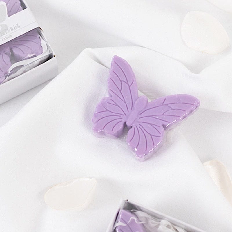 10 Butterfly Unscented Soap Party Favors with Gift Boxes - White