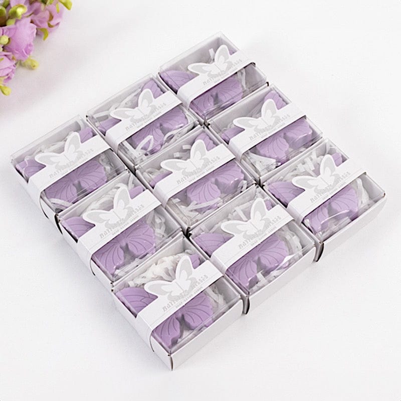 10 Butterfly Unscented Soap Party Favors with Gift Boxes - White