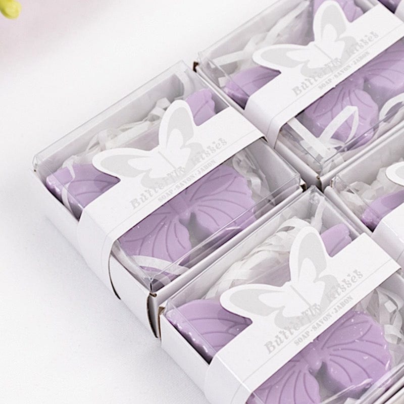 10 Butterfly Unscented Soap Party Favors with Gift Boxes - White