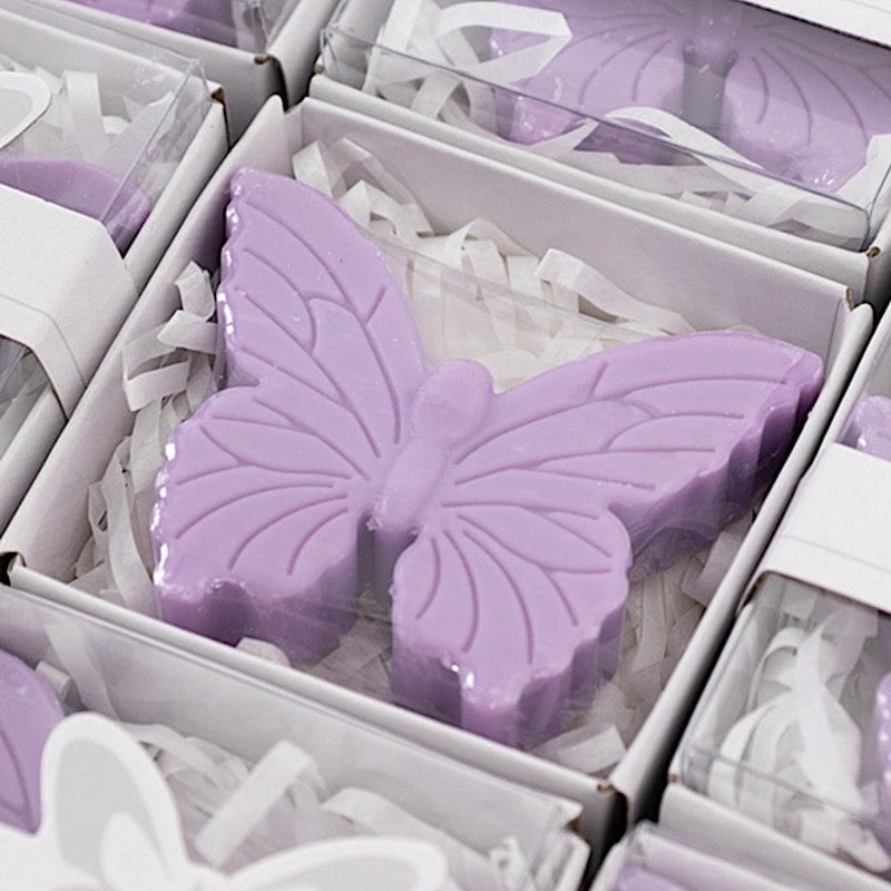 10 Butterfly Unscented Soap Party Favors with Gift Boxes - White