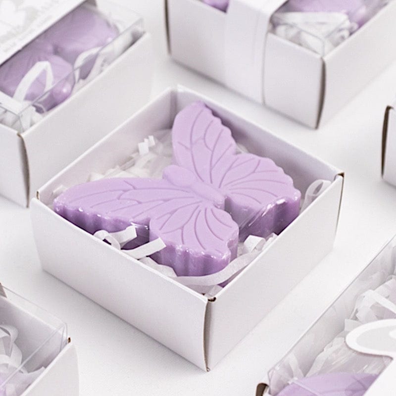 10 Butterfly Unscented Soap Party Favors with Gift Boxes - White