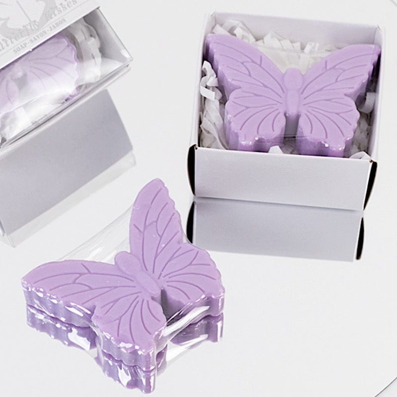 10 Butterfly Unscented Soap Party Favors with Gift Boxes - White