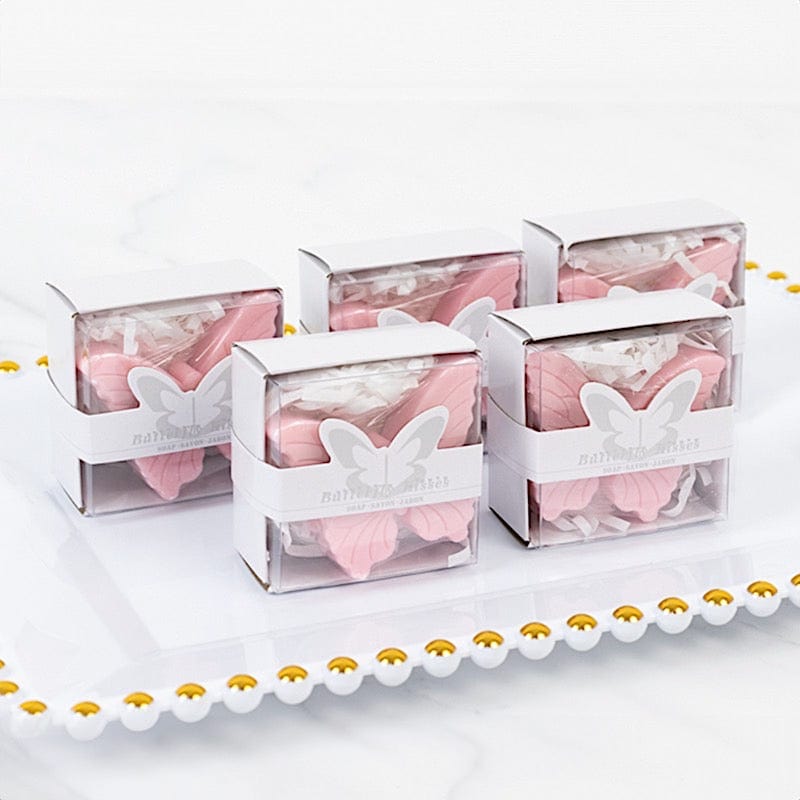 10 Butterfly Unscented Soap Party Favors with Gift Boxes - White