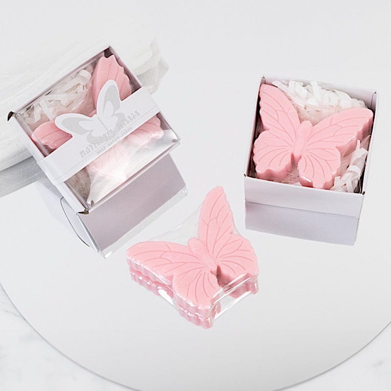 10 Butterfly Unscented Soap Party Favors with Gift Boxes - White