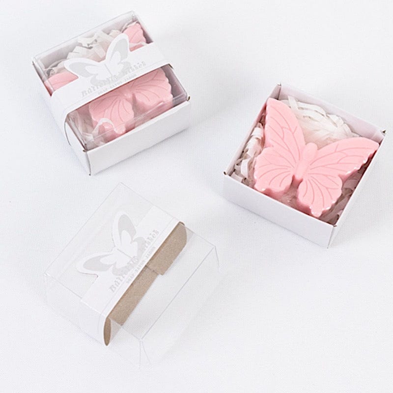 10 Butterfly Unscented Soap Party Favors with Gift Boxes - White