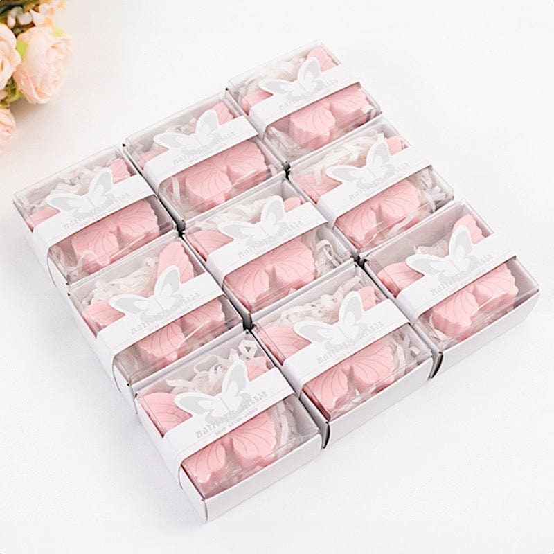 10 Butterfly Unscented Soap Party Favors with Gift Boxes - White