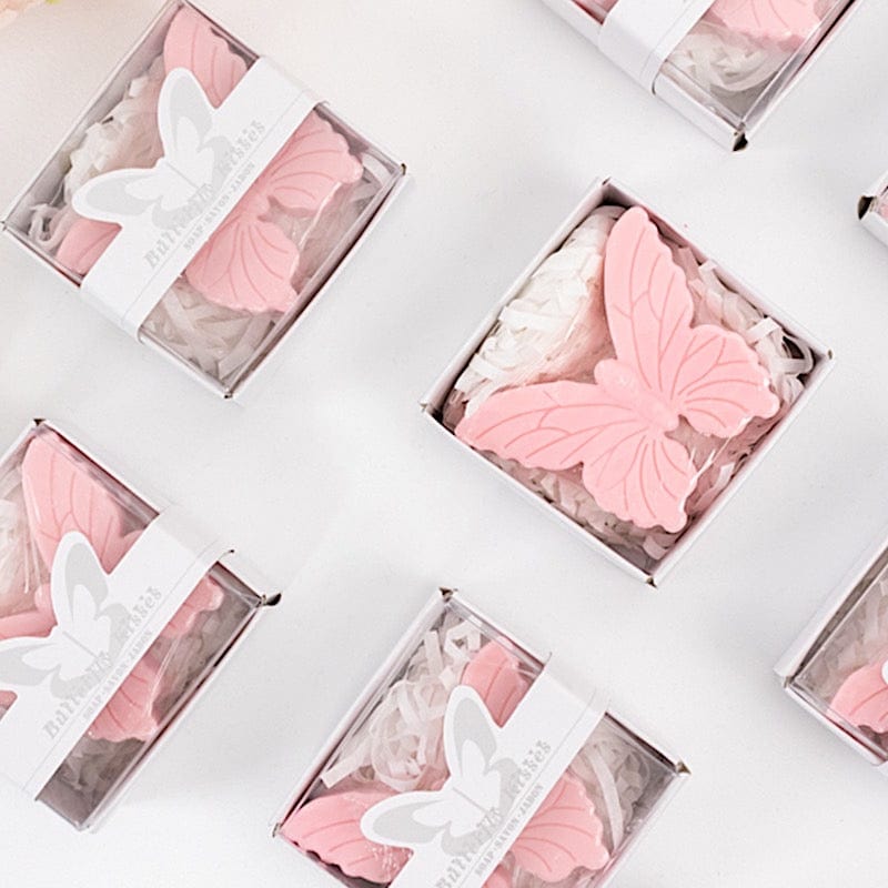 10 Butterfly Unscented Soap Party Favors with Gift Boxes - White