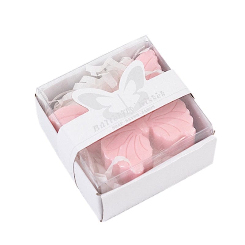 10 Butterfly Unscented Soap Party Favors with Gift Boxes - White