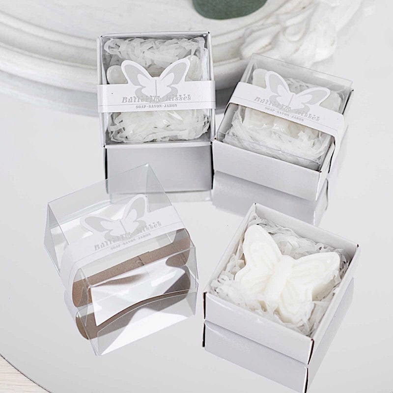 10 Butterfly Unscented Soap Party Favors with Gift Boxes - White FAV_SOAP_BUT01_WHT