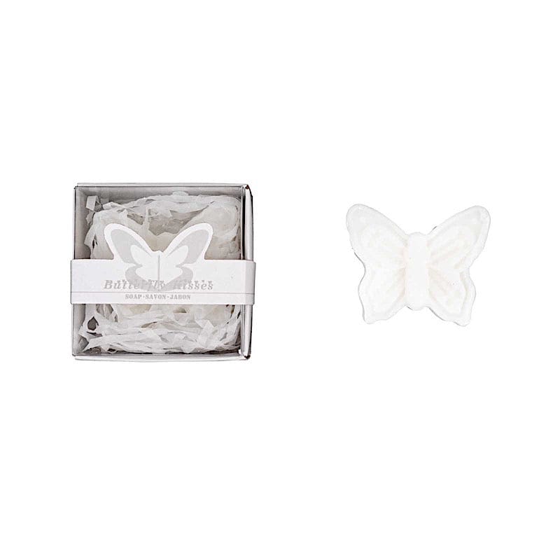 10 Butterfly Unscented Soap Party Favors with Gift Boxes - White FAV_SOAP_BUT01_WHT