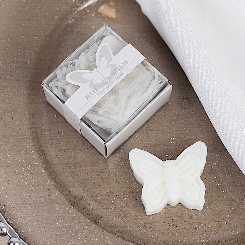10 Butterfly Unscented Soap Party Favors with Gift Boxes - White FAV_SOAP_BUT01_WHT