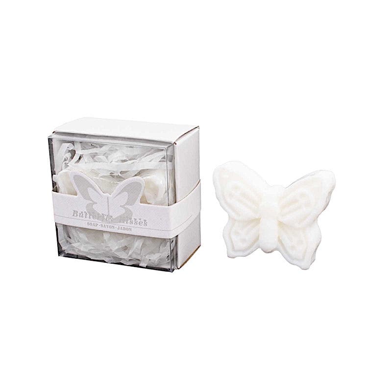10 Butterfly Unscented Soap Party Favors with Gift Boxes - White FAV_SOAP_BUT01_WHT