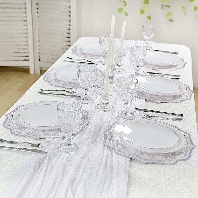 10 Cardboard Disposable Table Placemats with Damask Floral Pattern
