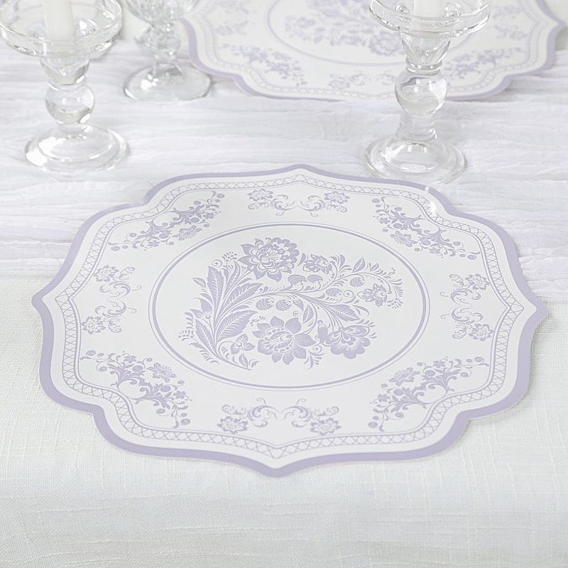 10 Cardboard Disposable Table Placemats with Damask Floral Pattern