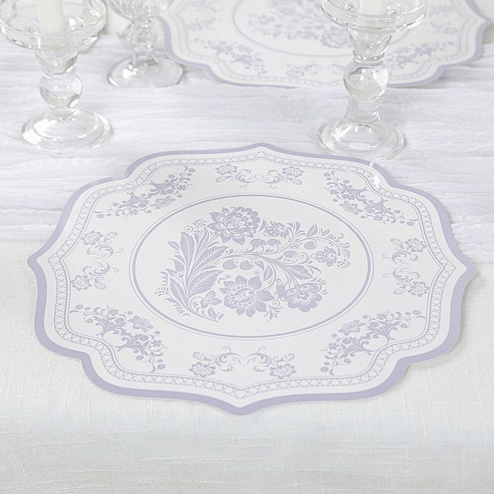 10 Cardboard Disposable Table Placemats with Damask Floral Pattern