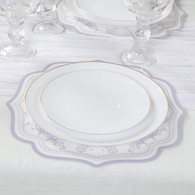 10 Cardboard Disposable Table Placemats with Damask Floral Pattern
