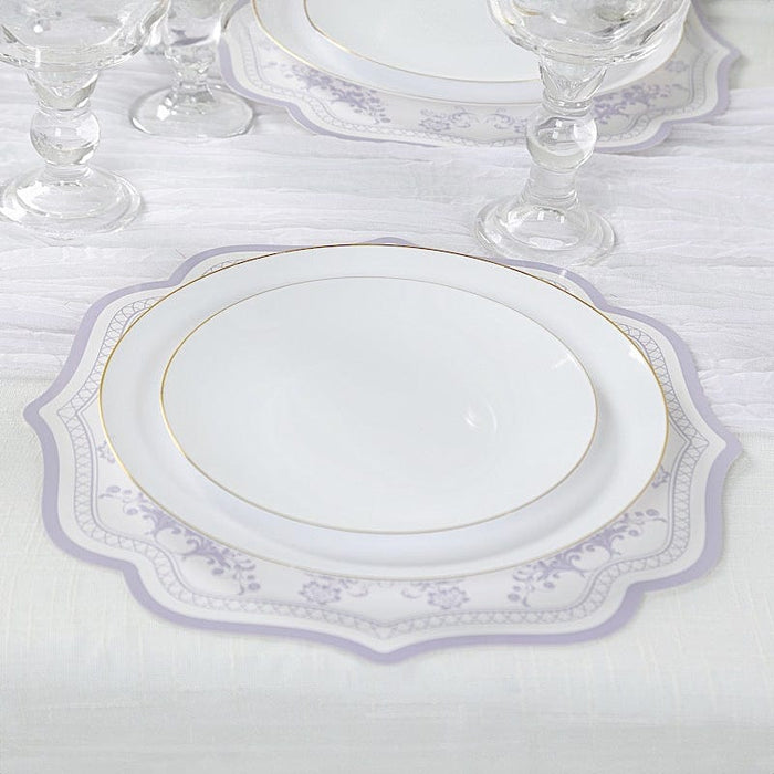 10 Cardboard Disposable Table Placemats with Damask Floral Pattern