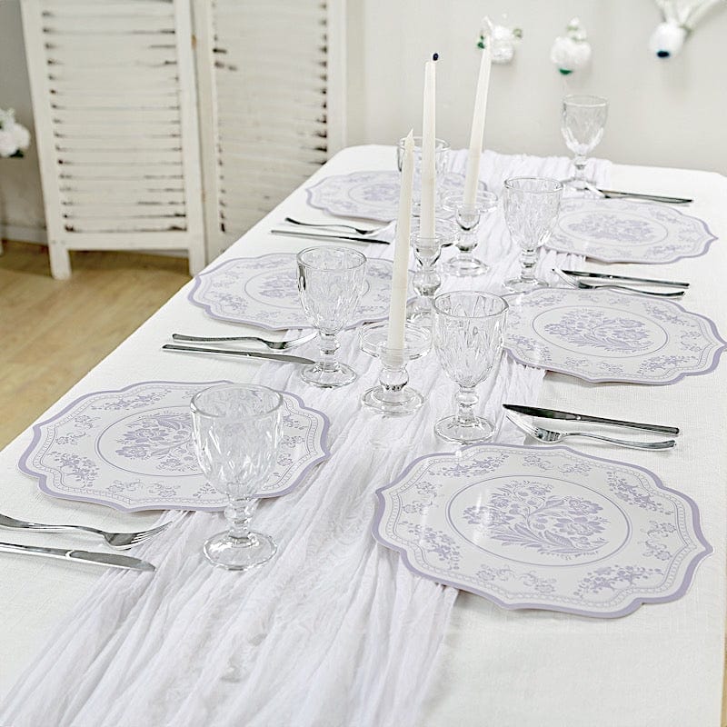 10 Cardboard Disposable Table Placemats with Damask Floral Pattern