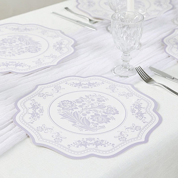 10 Cardboard Disposable Table Placemats with Damask Floral Pattern