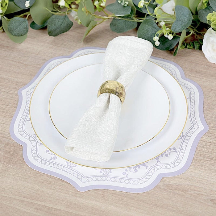 10 Cardboard Disposable Table Placemats with Damask Floral Pattern