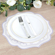 10 Cardboard Disposable Table Placemats with Damask Floral Pattern