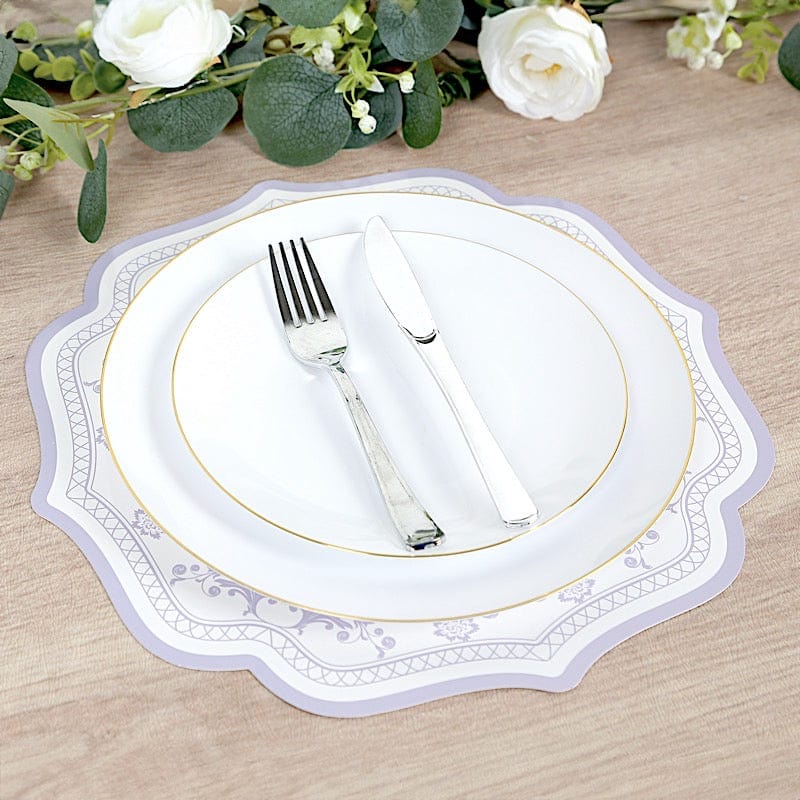 10 Cardboard Disposable Table Placemats with Damask Floral Pattern