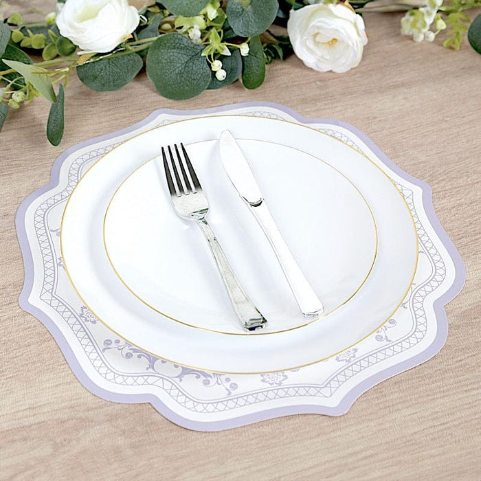10 Cardboard Disposable Table Placemats with Damask Floral Pattern