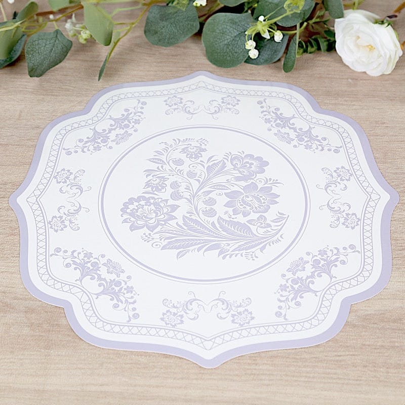10 Cardboard Disposable Table Placemats with Damask Floral Pattern
