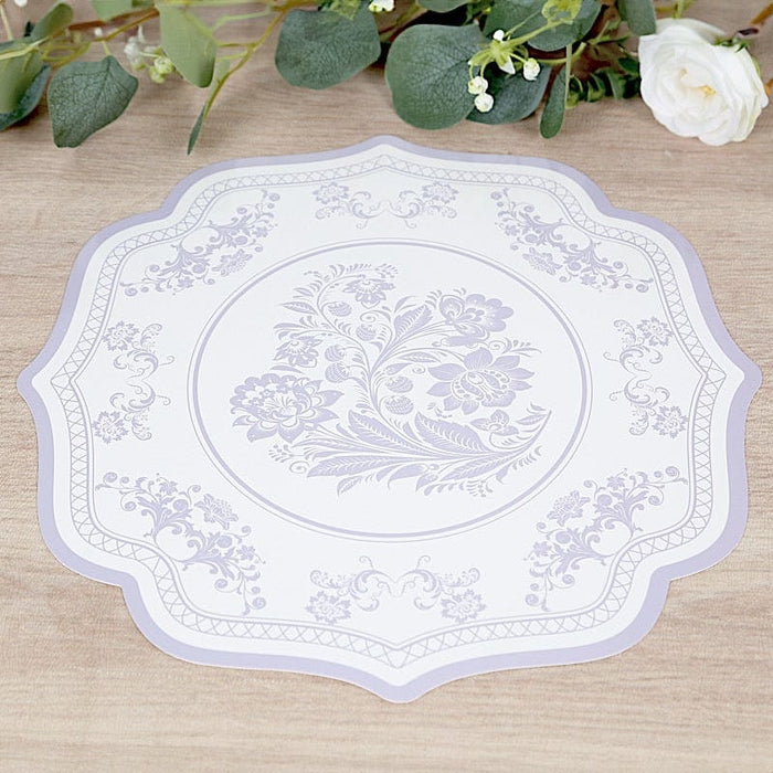 10 Cardboard Disposable Table Placemats with Damask Floral Pattern