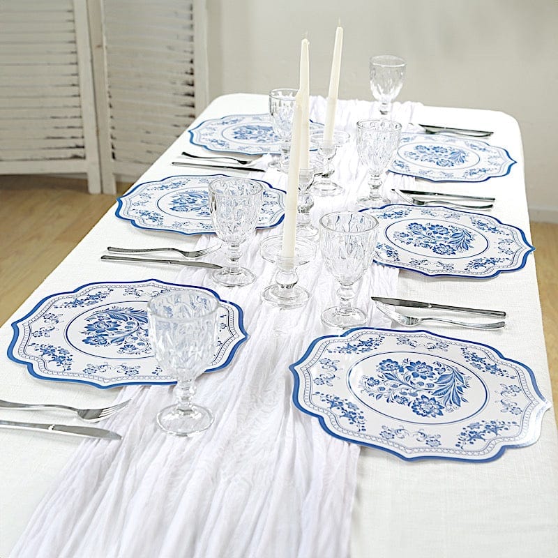 10 Cardboard Disposable Table Placemats with Damask Floral Pattern
