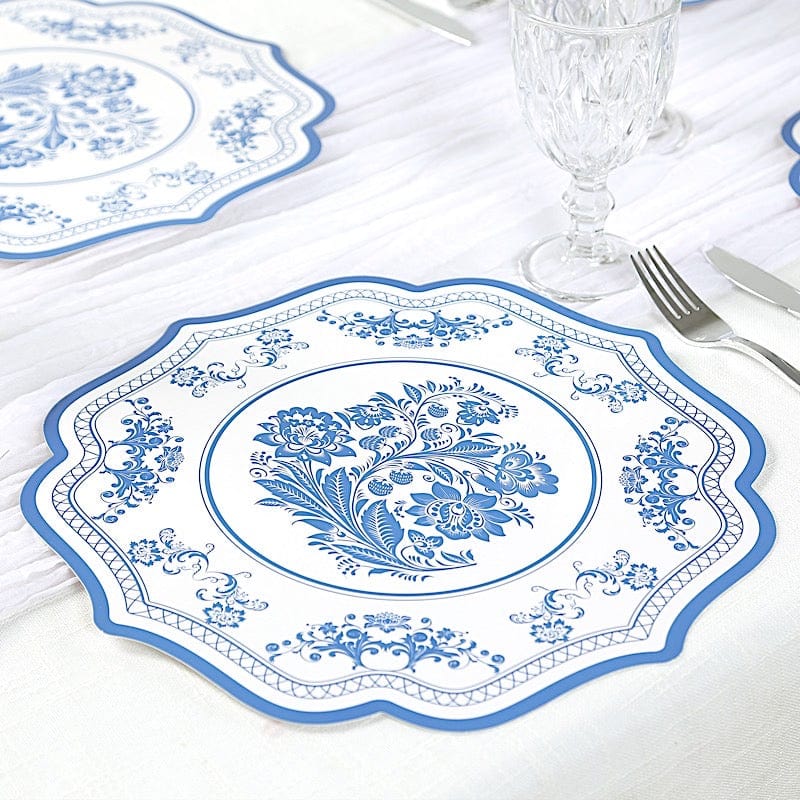 10 Cardboard Disposable Table Placemats with Damask Floral Pattern