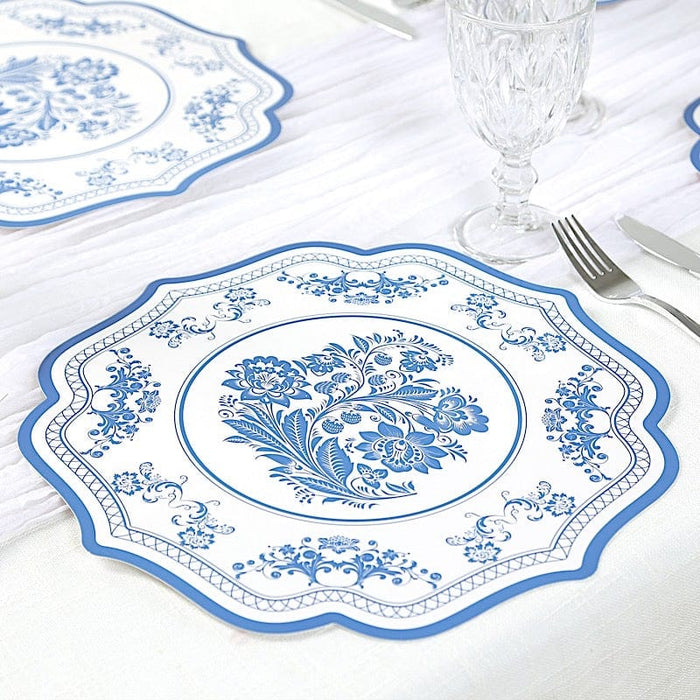 10 Cardboard Disposable Table Placemats with Damask Floral Pattern
