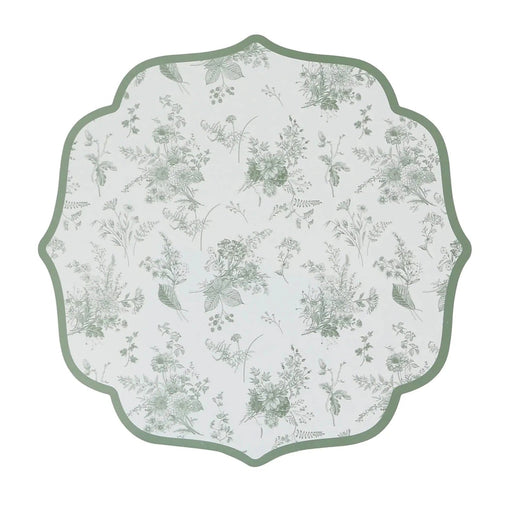10 Cardboard Disposable Table Placemats with French Toile Pattern - Sage Green DSP_CHRG_FLOR022_SAGE