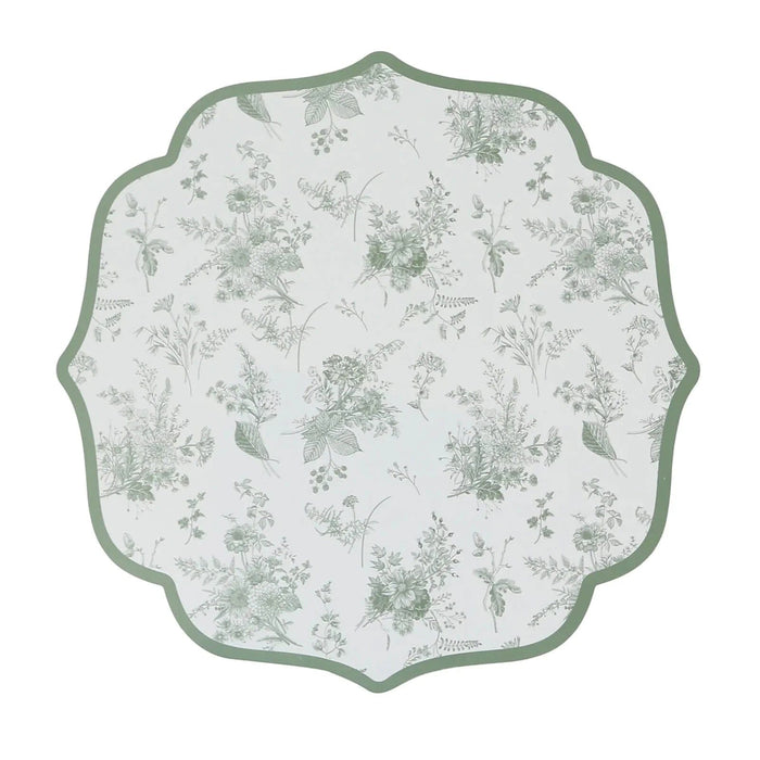 10 Cardboard Disposable Table Placemats with French Toile Pattern - Sage Green DSP_CHRG_FLOR022_SAGE