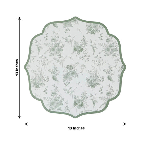 10 Cardboard Disposable Table Placemats with French Toile Pattern - Sage Green DSP_CHRG_FLOR022_SAGE