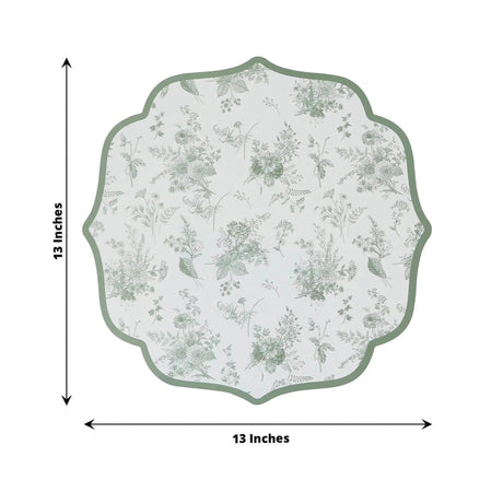 10 Cardboard Disposable Table Placemats with French Toile Pattern - Sage Green DSP_CHRG_FLOR022_SAGE