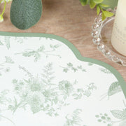 10 Cardboard Disposable Table Placemats with French Toile Pattern - Sage Green DSP_CHRG_FLOR022_SAGE