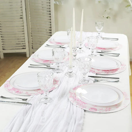 10 Cardboard Paper Placemats in French Toile Pattern - White