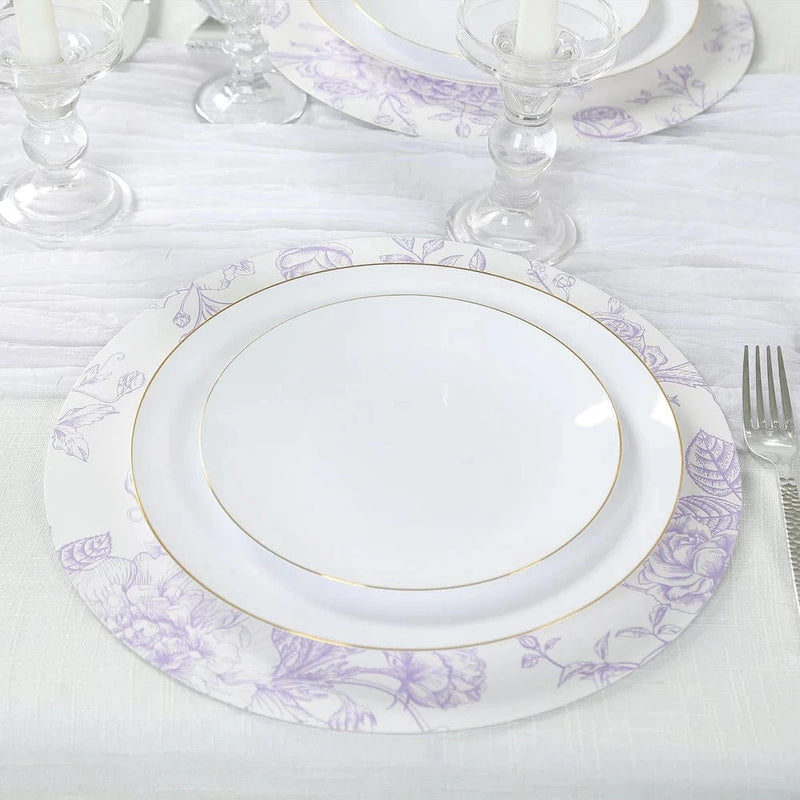10 Cardboard Paper Placemats in French Toile Pattern - White