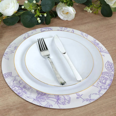 10 Cardboard Paper Placemats in French Toile Pattern - White