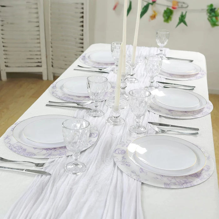 10 Cardboard Paper Placemats in French Toile Pattern - White